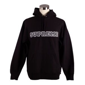 SUPREME F/W 2019 The Most Black White Cotton Logo Hoodie